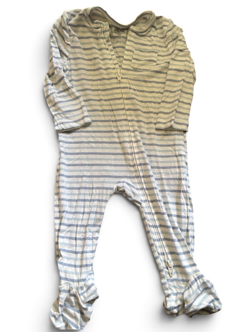 🎉 (6m) Little Me Blue & White Striped Footed One-Piece